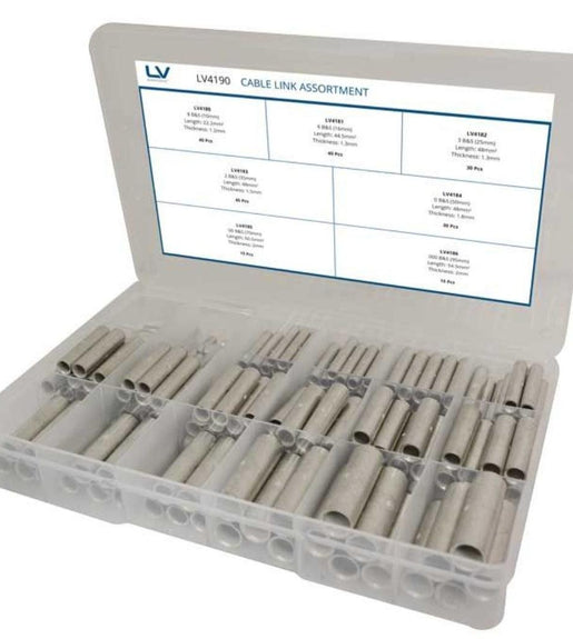 CABLE LINK ASSORTMENT 215PCS TIN PLATED COPPER RANGES FROM 8 B&S TO 000 B&S